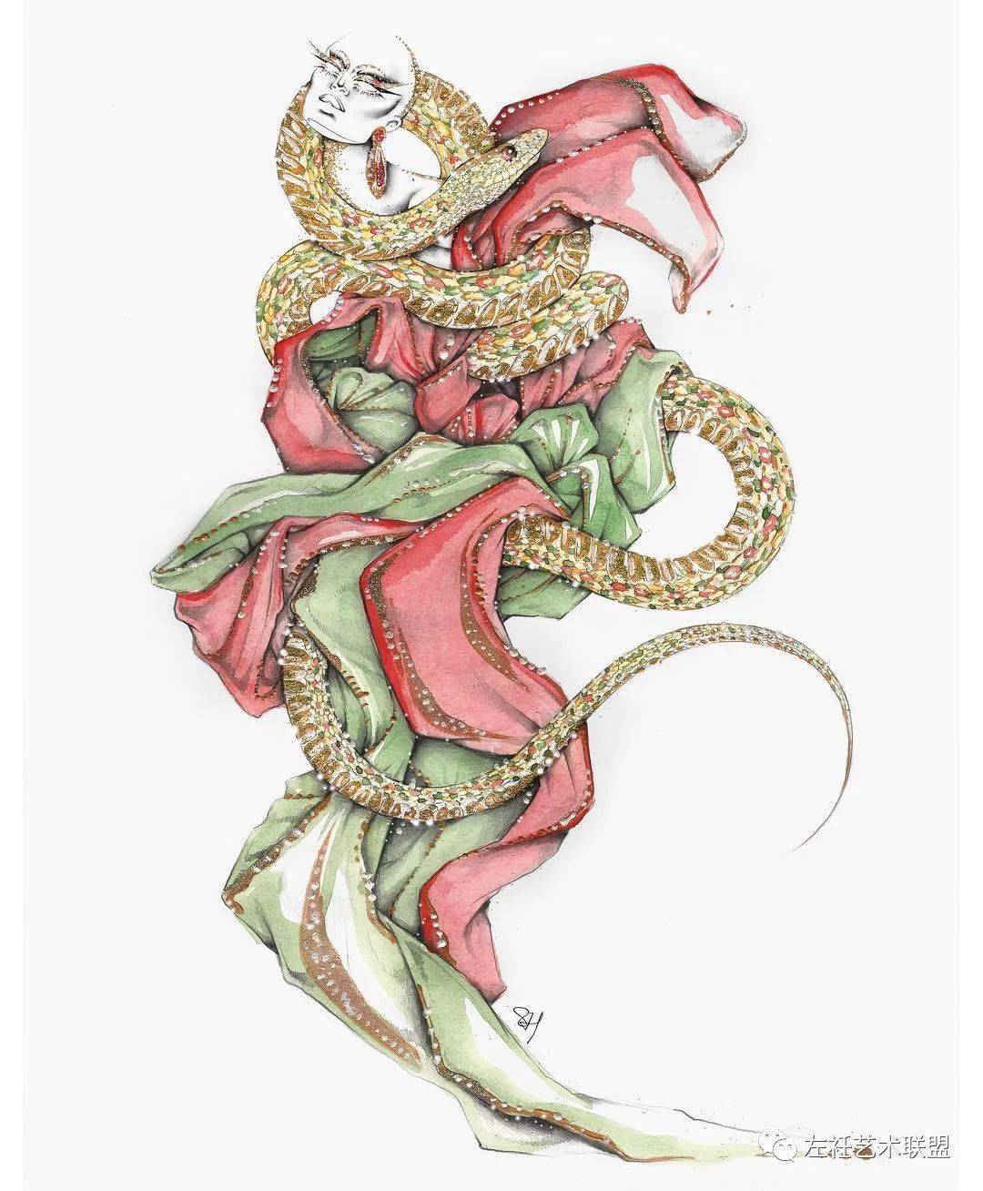 时尚|时装画上的褶皱不知怎么画？向这位时尚插画界的＂三宅一生＂学习一下！