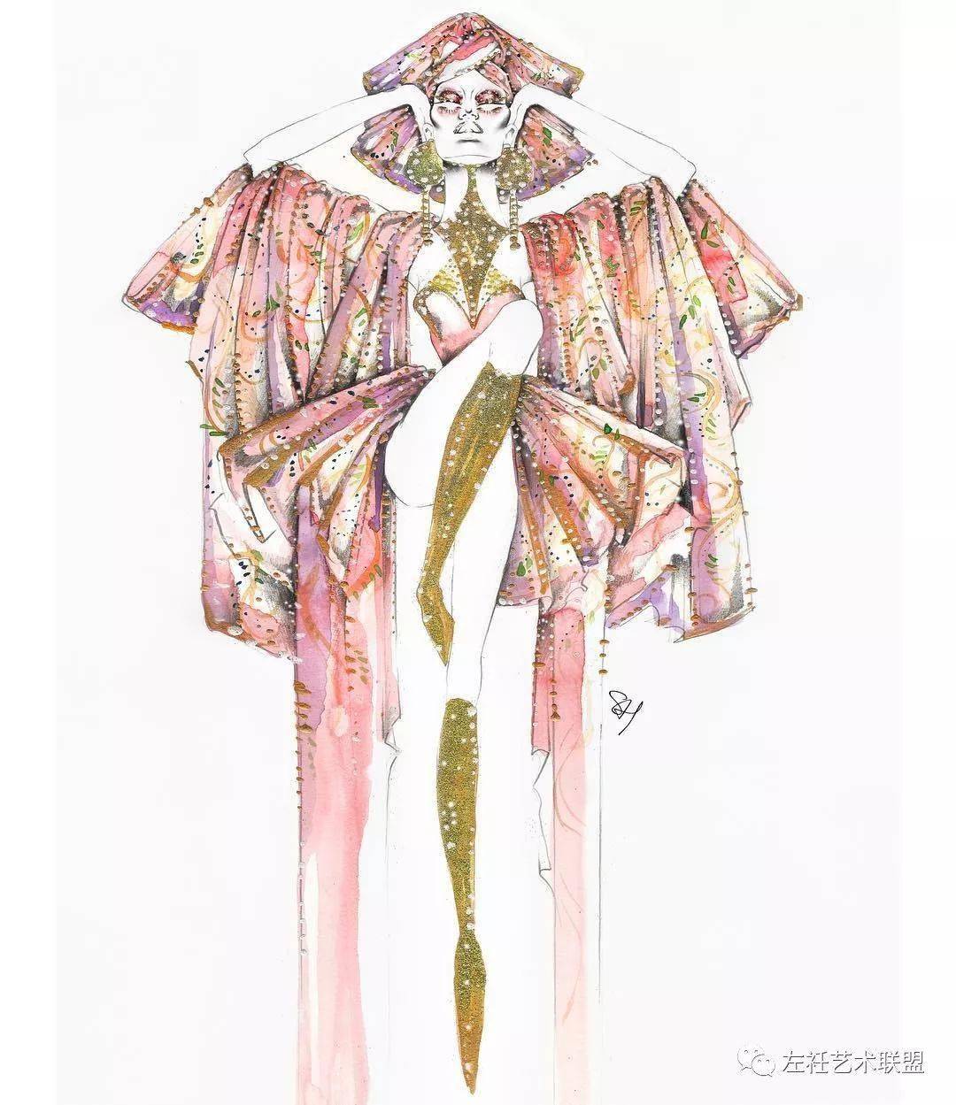 时尚|时装画上的褶皱不知怎么画？向这位时尚插画界的＂三宅一生＂学习一下！