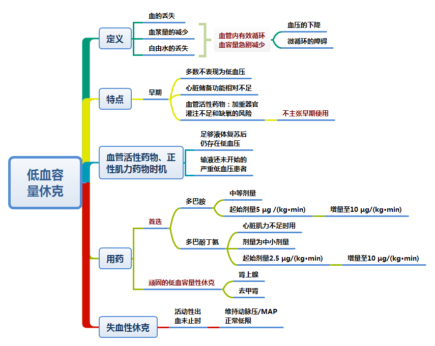 思维导图-各种休克与血管活性药物的使用