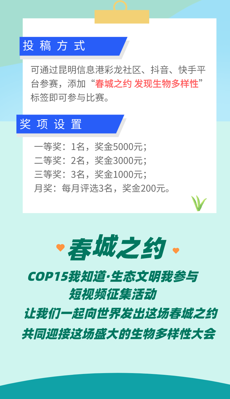 春城之约—cop15我知道·生态文明我参与短视频征集活动启动