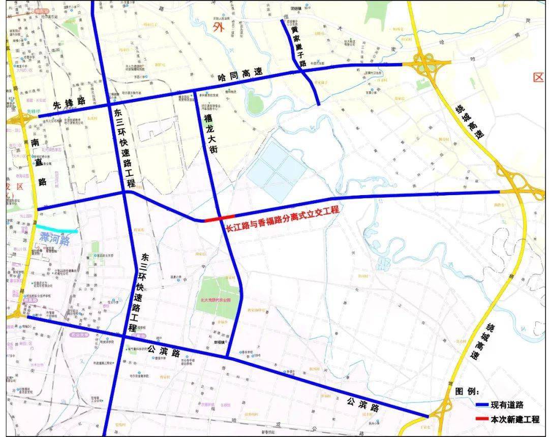 香福路,禧龙大街分别是连接公滨路,哈成路的交通干道和禧龙国际商贸