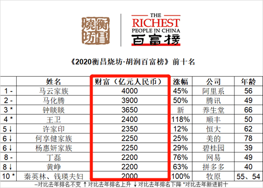 2020富豪榜曝光:中国最有钱的10位富豪,都是干什么的?