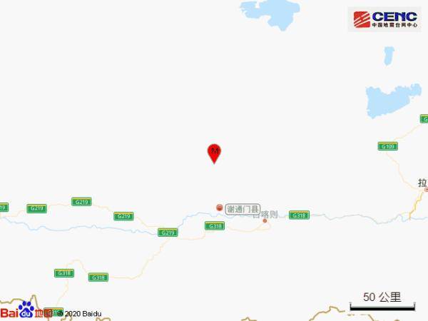 西藏日喀则市谢通门县发生3.4级地震