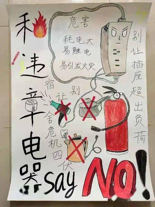 并向学院各班征集"拒用违章电器,保障生命安全"主题海报,各班级积极