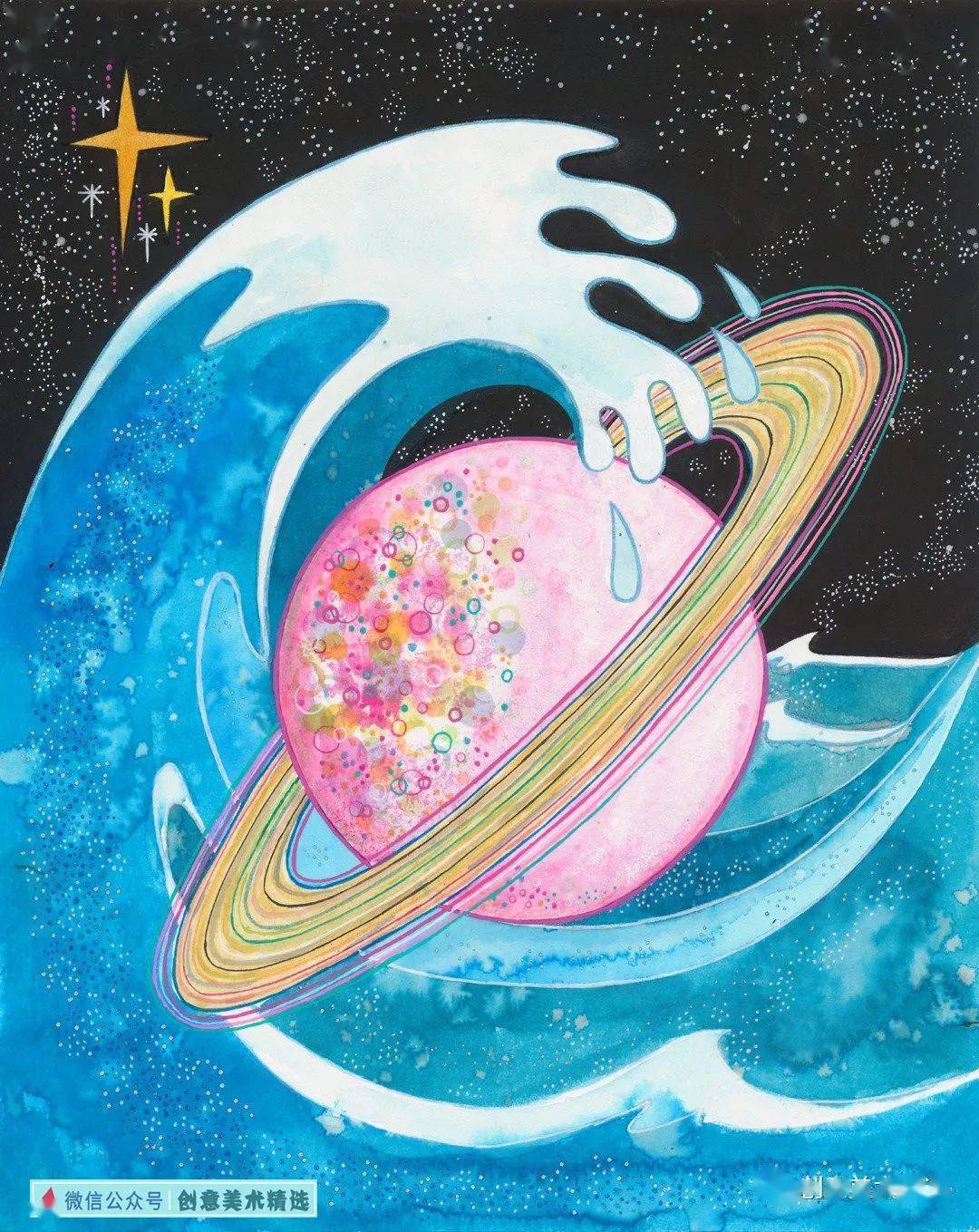 色彩漂亮的创意插画——星辰大海,探索宇宙文明的奥秘