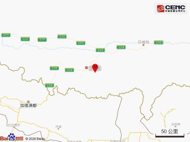 西藏日喀则定日县发生地震!