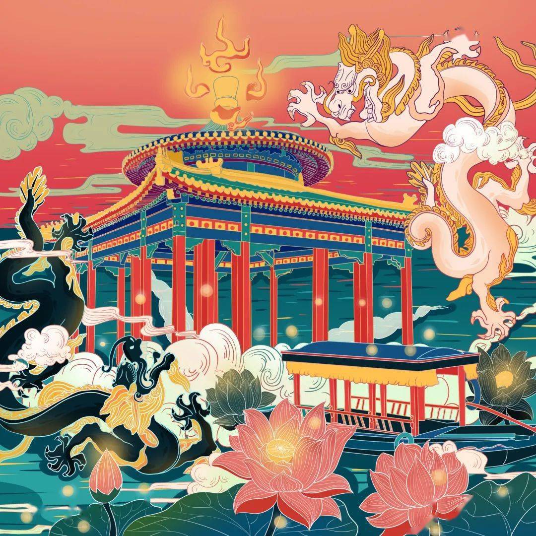 ▽ 北京传统节日插画 @ 杨晓宇,李灿▽ 颐和园插画 @ 刘树全▽ 不期而