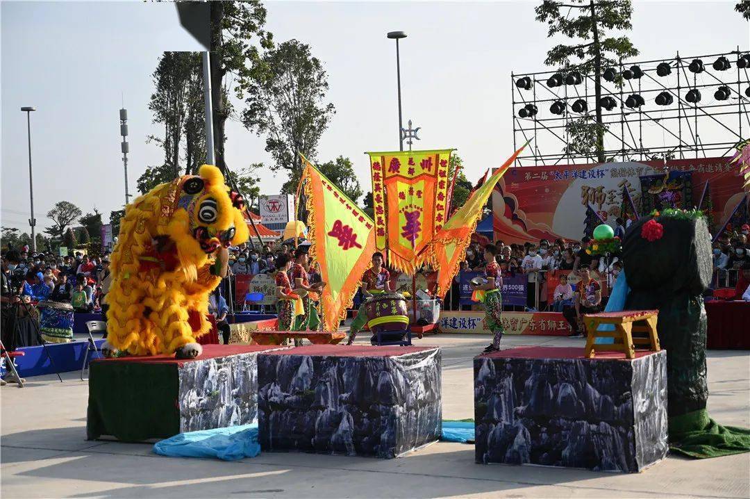 广东醒狮高手汇聚菊城 永宁龙狮勇夺高桩南狮狮王宝座