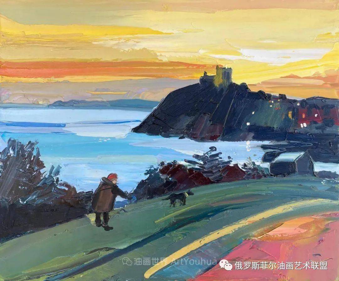 油画欣赏色块分明的风景画富有表现力的厚涂画法