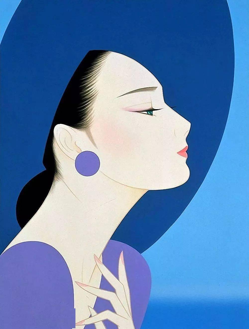 日本艺术家画里的东方美人,冷艳典雅