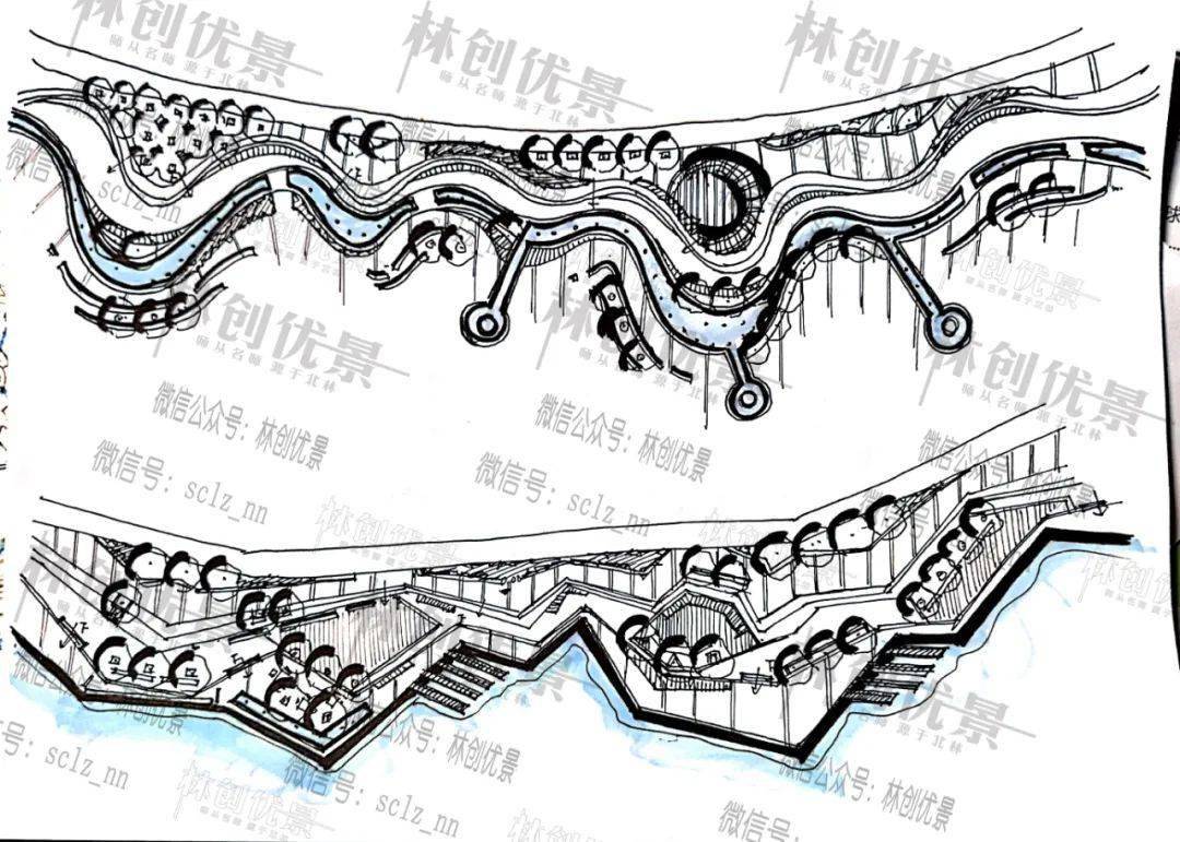 滨水类的节点可以分为:结合高差的,结合茶室的,结合码头的,结合景观桥