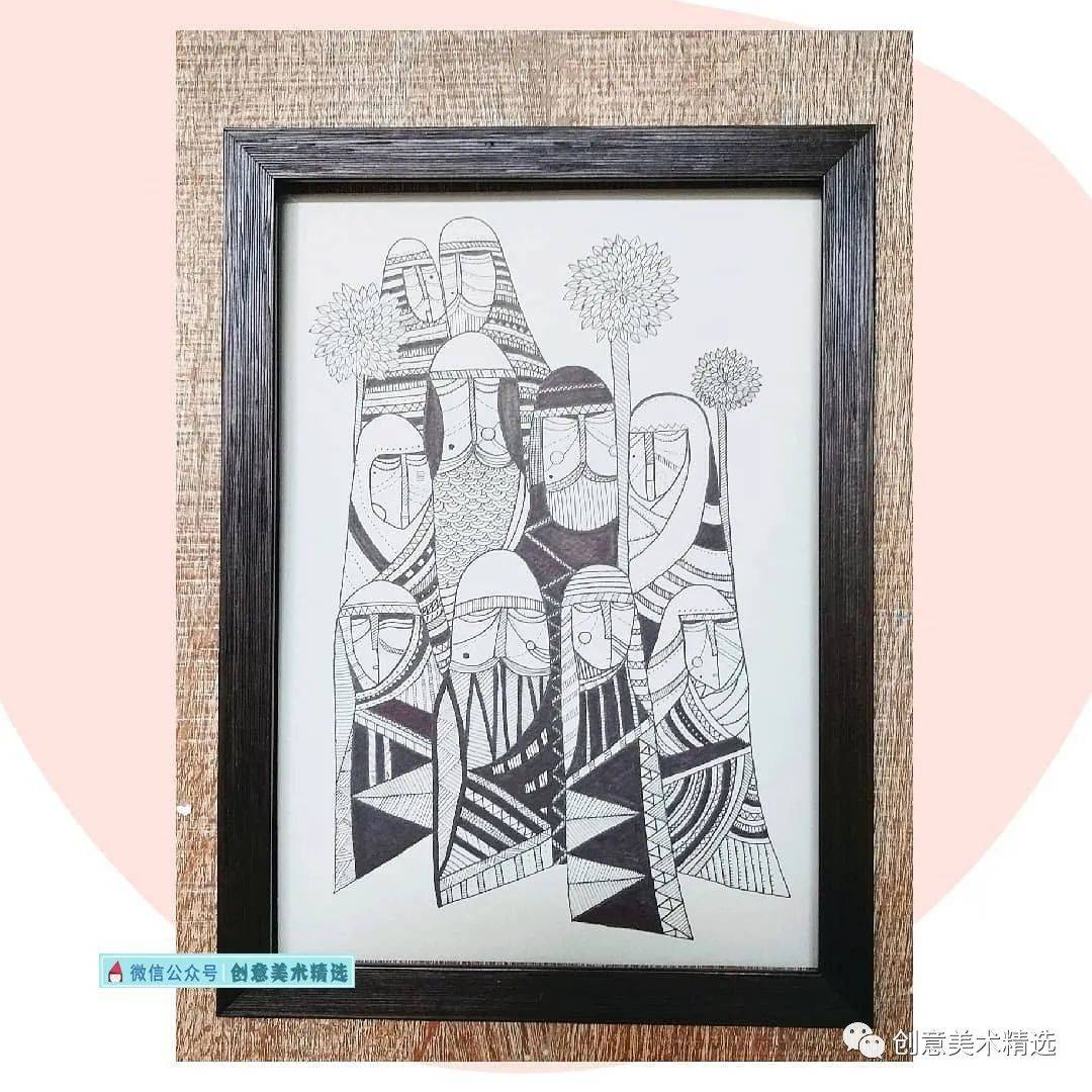 线描的表现力—16张构图很有设计感的黑白装饰画