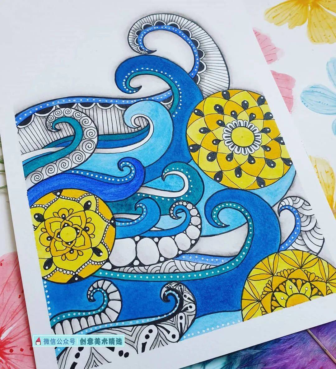 线描与水彩融合的表现力——16张律动的色彩纹样