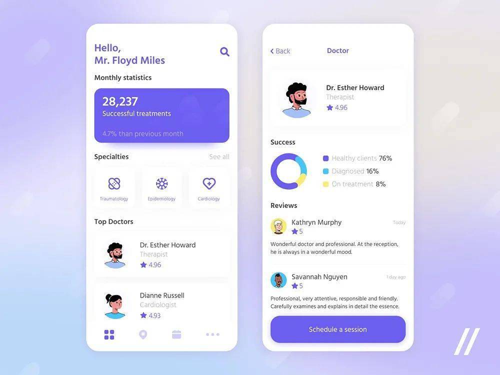 healthcare app by purrweb ui