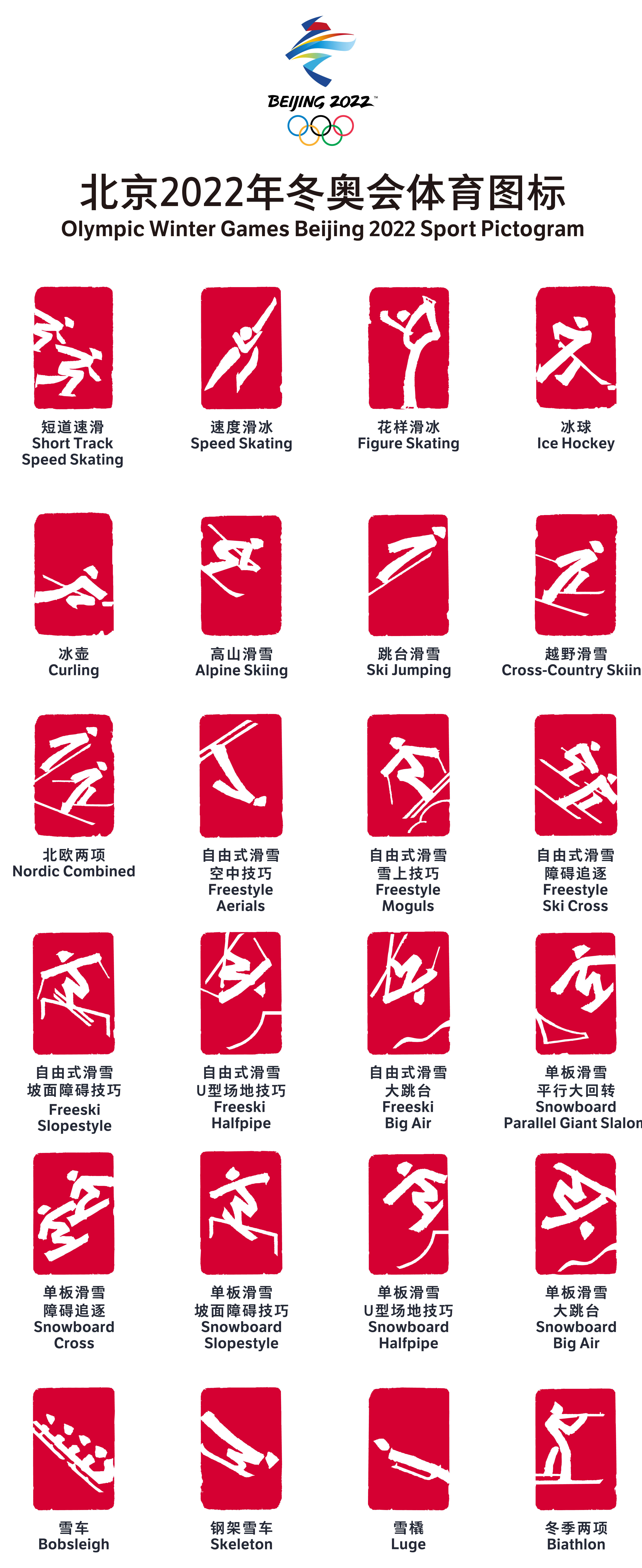 北京2022年冬奥会和冬残奥会30个体育图标发布