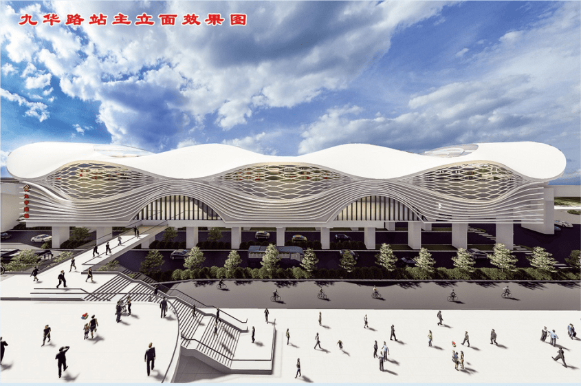 开工仪式现场宁马城际铁路(马鞍山段)九华山站首发建设,该站位于江东