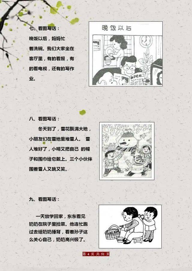 班主任整理:一年级看图写话60篇范文,家长请打印给孩子练!