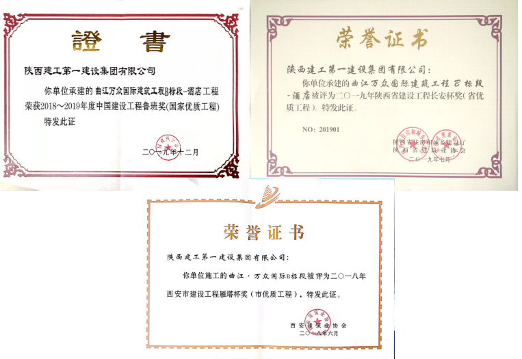 质量奖 (部分) 荣获"鲁班奖","国优奖","长安杯"等荣誉