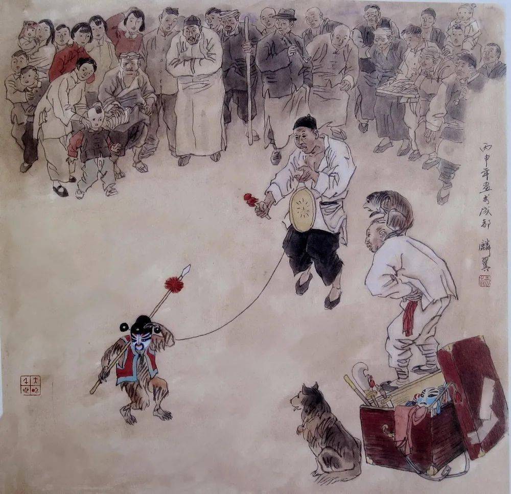 《耍猴戏》 50x50cm