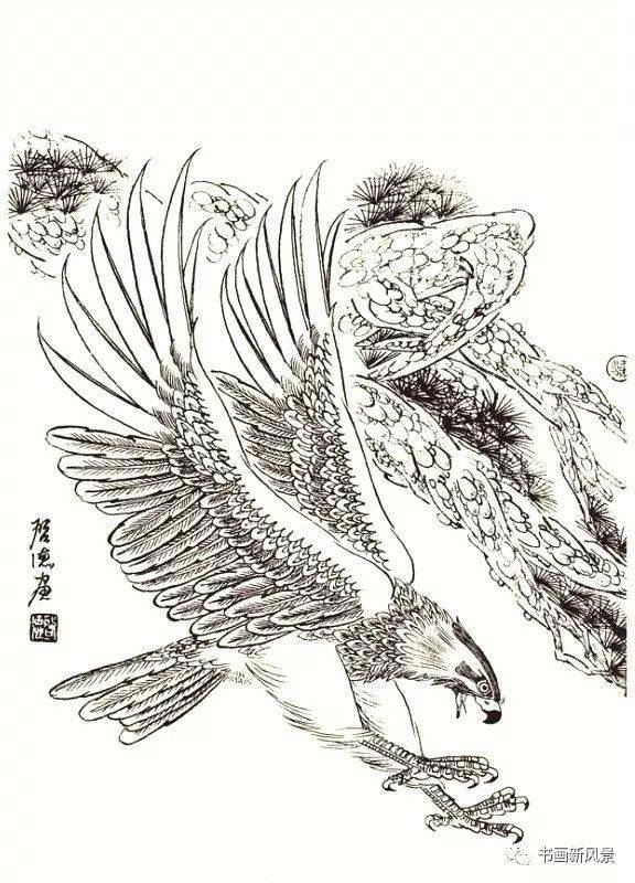 梁启德《鹰姿白描画谱》梁启德《鹰姿白描画谱》梁启德《鹰姿白描画谱