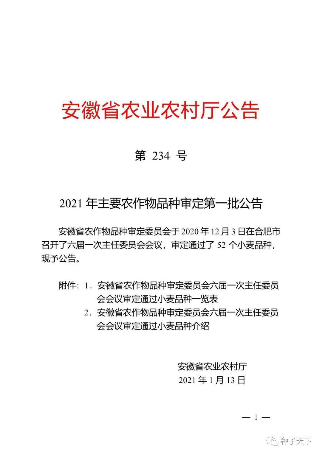 公告:安徽2021年第一批审定52个小麦品种!_农作物