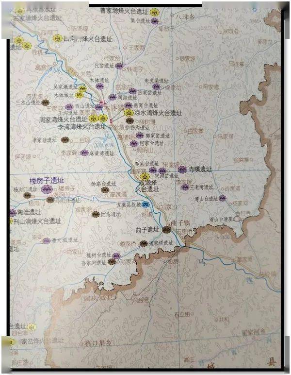 《中国文物地图集·甘肃分册》标绘的环县南部文物遗址分布