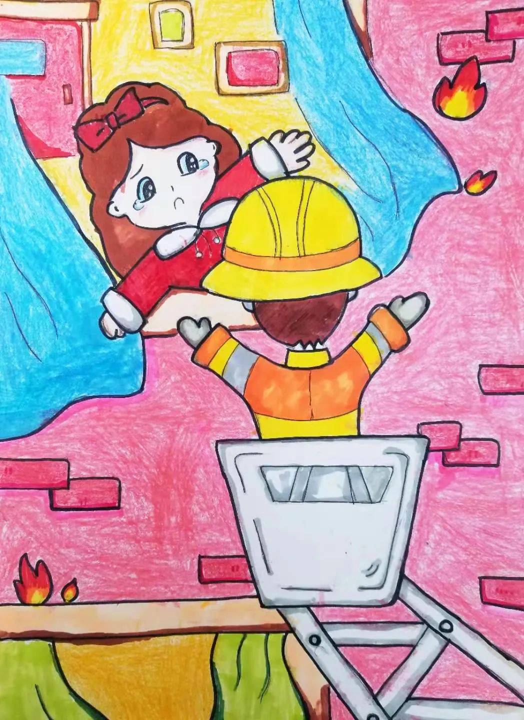 "我是小小消防员"创意绘画 致敬"火焰蓝"