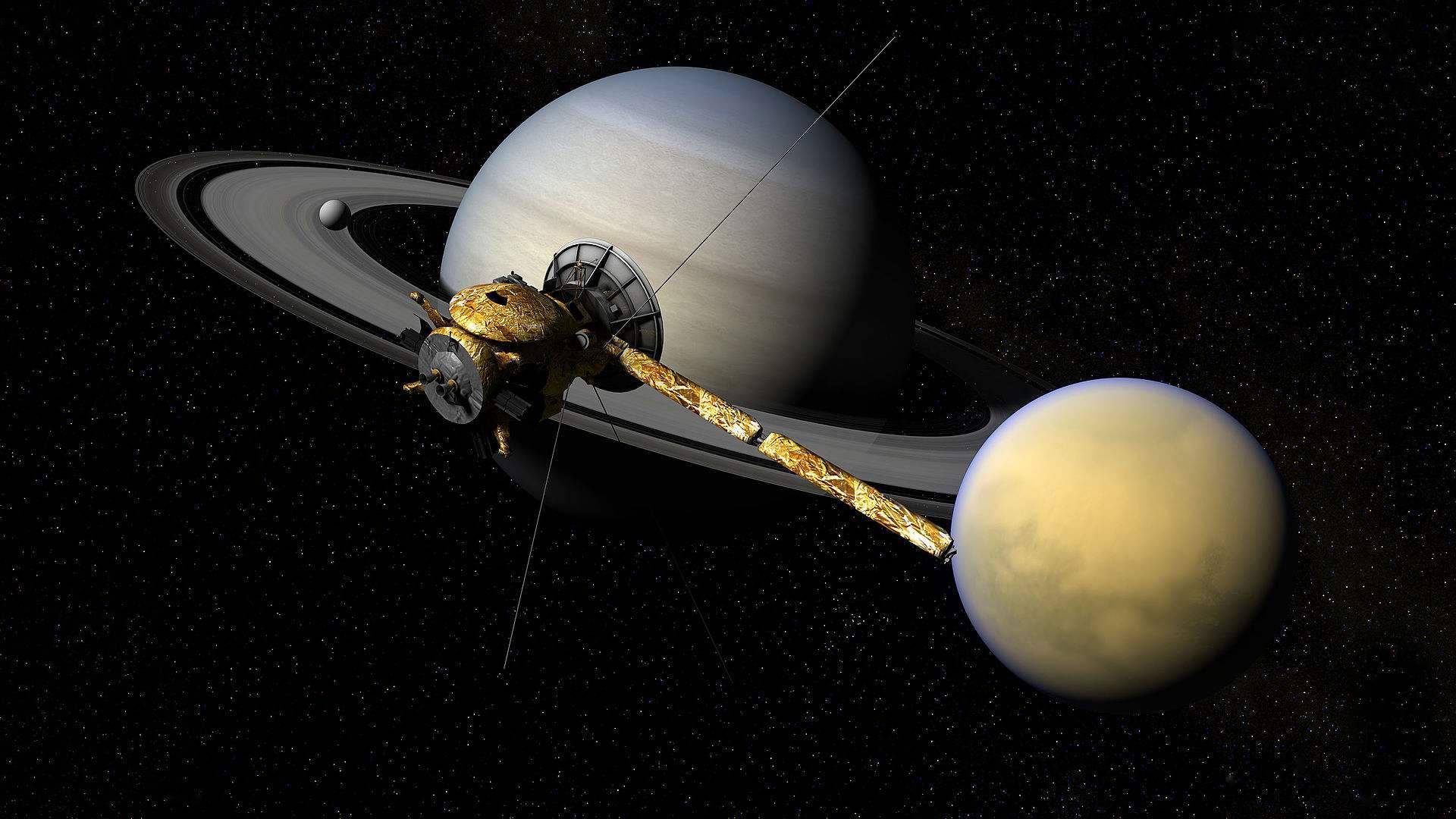 卡西尼号探测器传回地球照片卡西尼—惠更斯号探测器搭载的照相机比