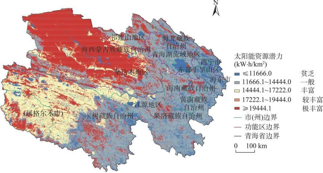 分布图3 2000—2018年青海省多年平均风能发电潜力的空间分布2从清洁