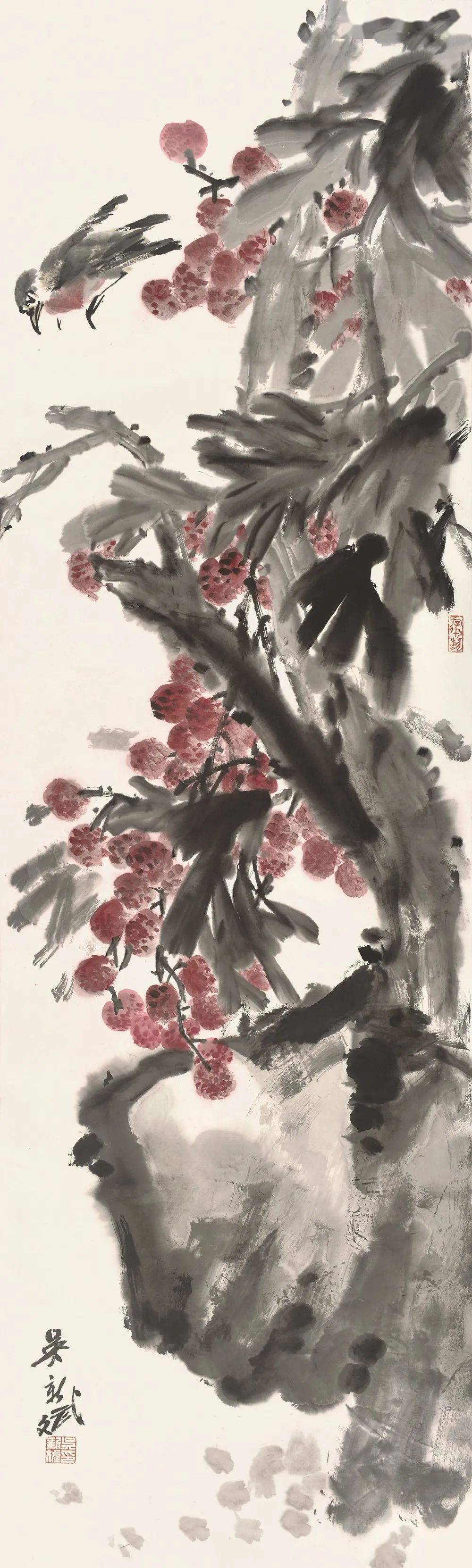 作品赏析意在赤黄黑白之外吴新斌写意花鸟画选箤