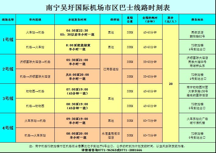 最新机场大巴时刻表