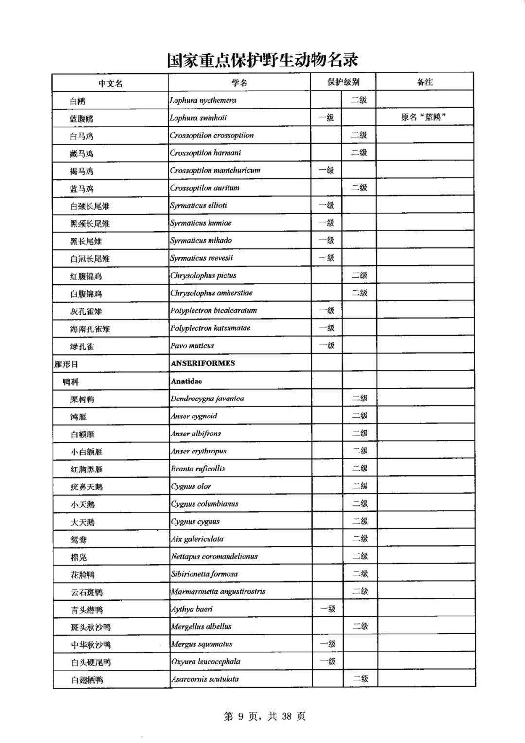 保护生物多样性丨新版《国家重点保护野生动物名录》公布