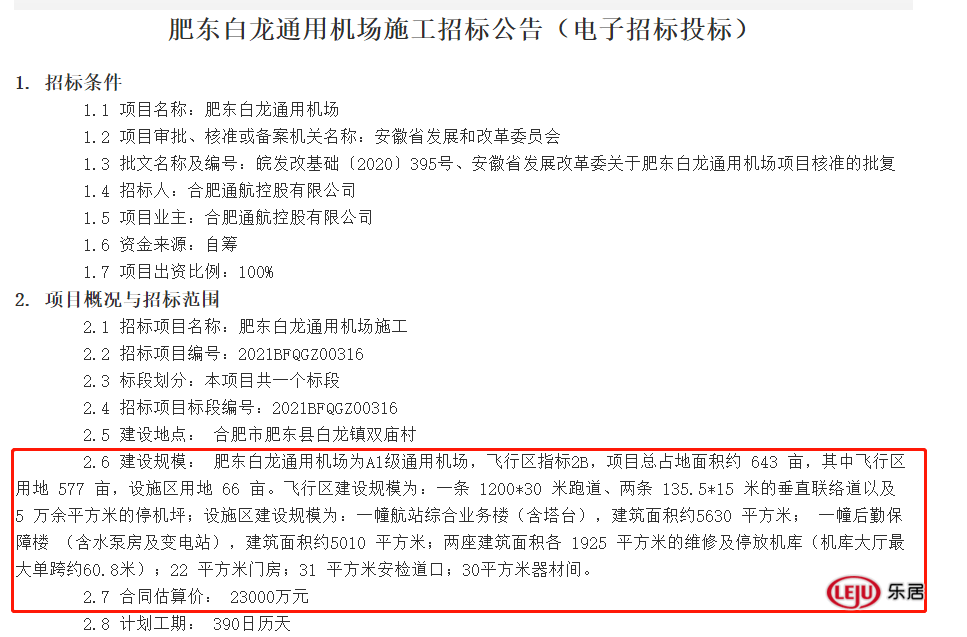 3亿!肥东白龙级机场即将开建,预计2022年通航