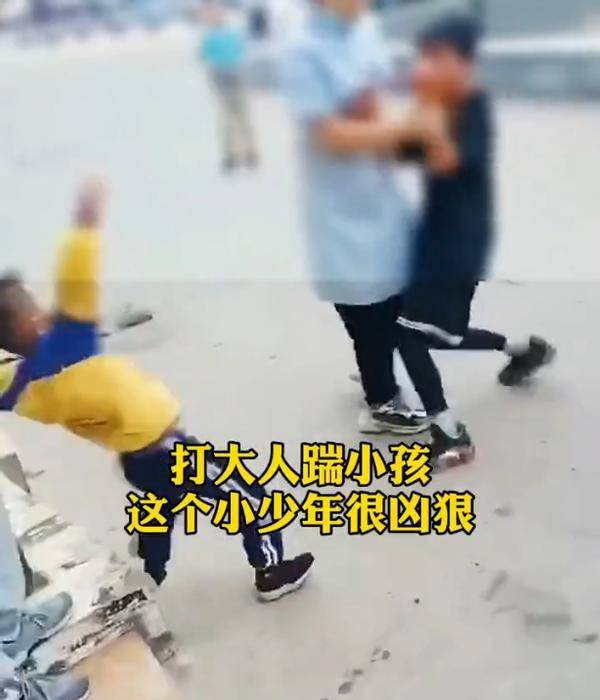 原创无法无天?男孩当街踹飞男童,"出口成脏"挑衅劝架大人