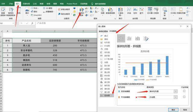 利用excel中的average函数制作带平均线的柱形图