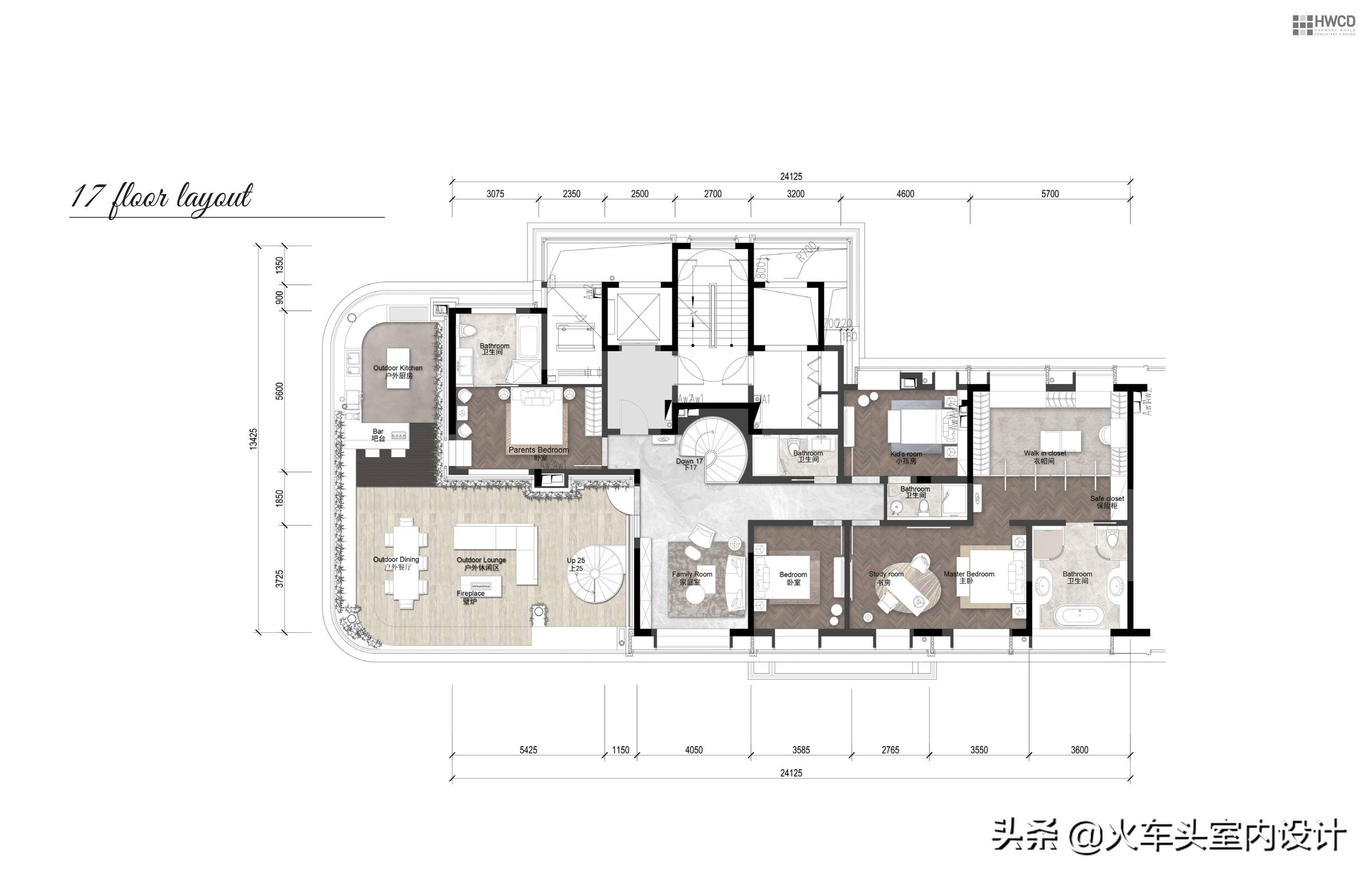 hwcd设计上海绿地顶层复式豪宅设计