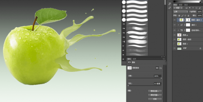 通过ps给水果制作一种果浆喷出的喷溅效果