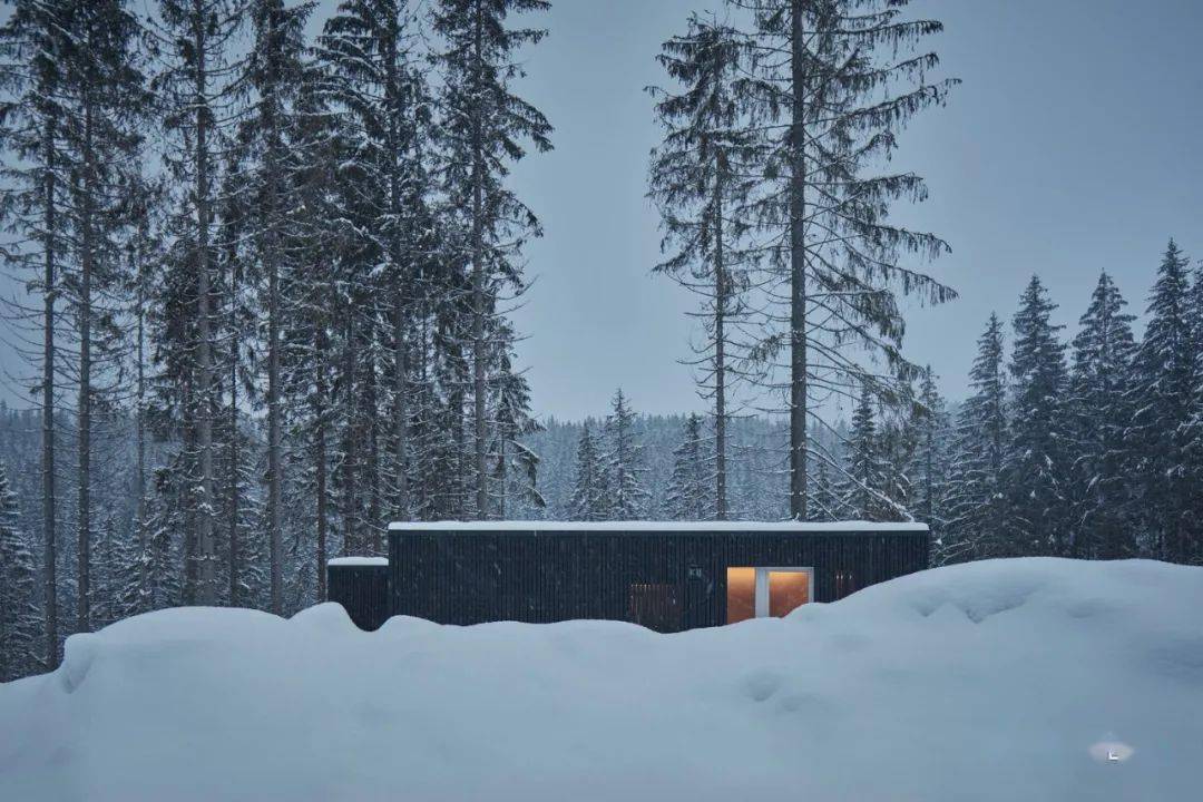 雪地方舱温馨舒适的森林木屋群落