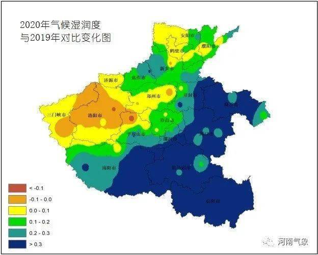 气候湿润度指数与去年相比变化图2,农业干旱未造成严重影响干旱是河南