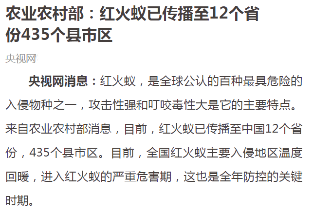 消毒与病媒红火蚁入侵我国12省专家教您如何识别及预防
