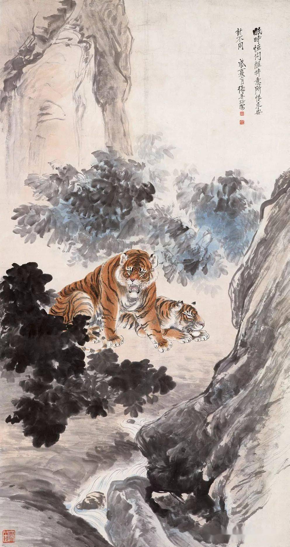 张善孖:中国画虎第一人,张大千为他立誓不画虎!(100副