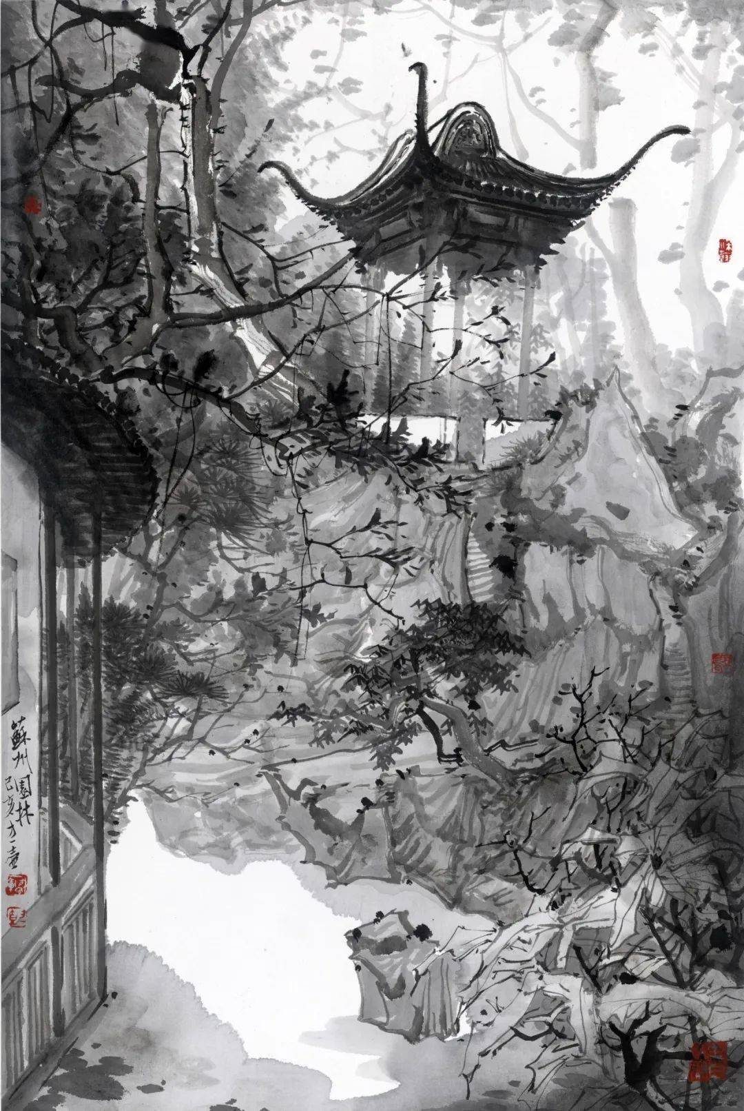 《苏州拙政园写生之一》68cm x 43cm 2019年