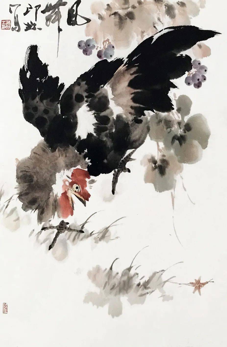 萧朗画鸡:雄鸡赳赳, 母鸡柔柔