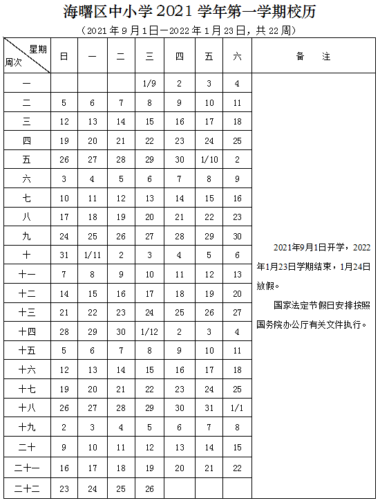 海曙中小学2021学年 第二学期校历