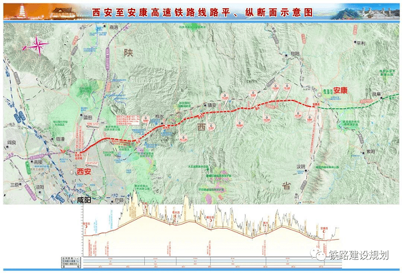 西康高铁线路详细走向示意图▼