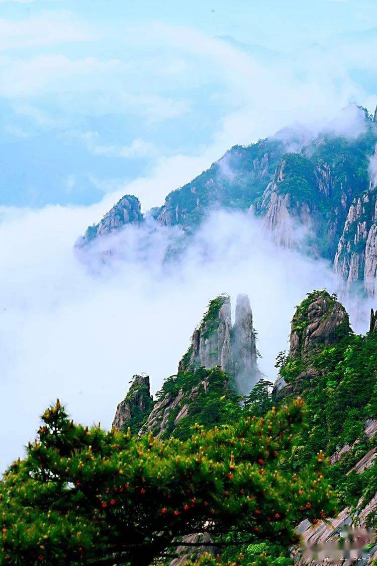 夏日烟雨黄山