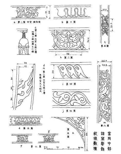 云冈中部诸窟雕饰纹样数种