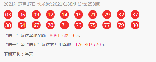 开奖提示: 2021年7月18日 (星期日 ) 开奖彩种: 双色球,快乐 8,3d