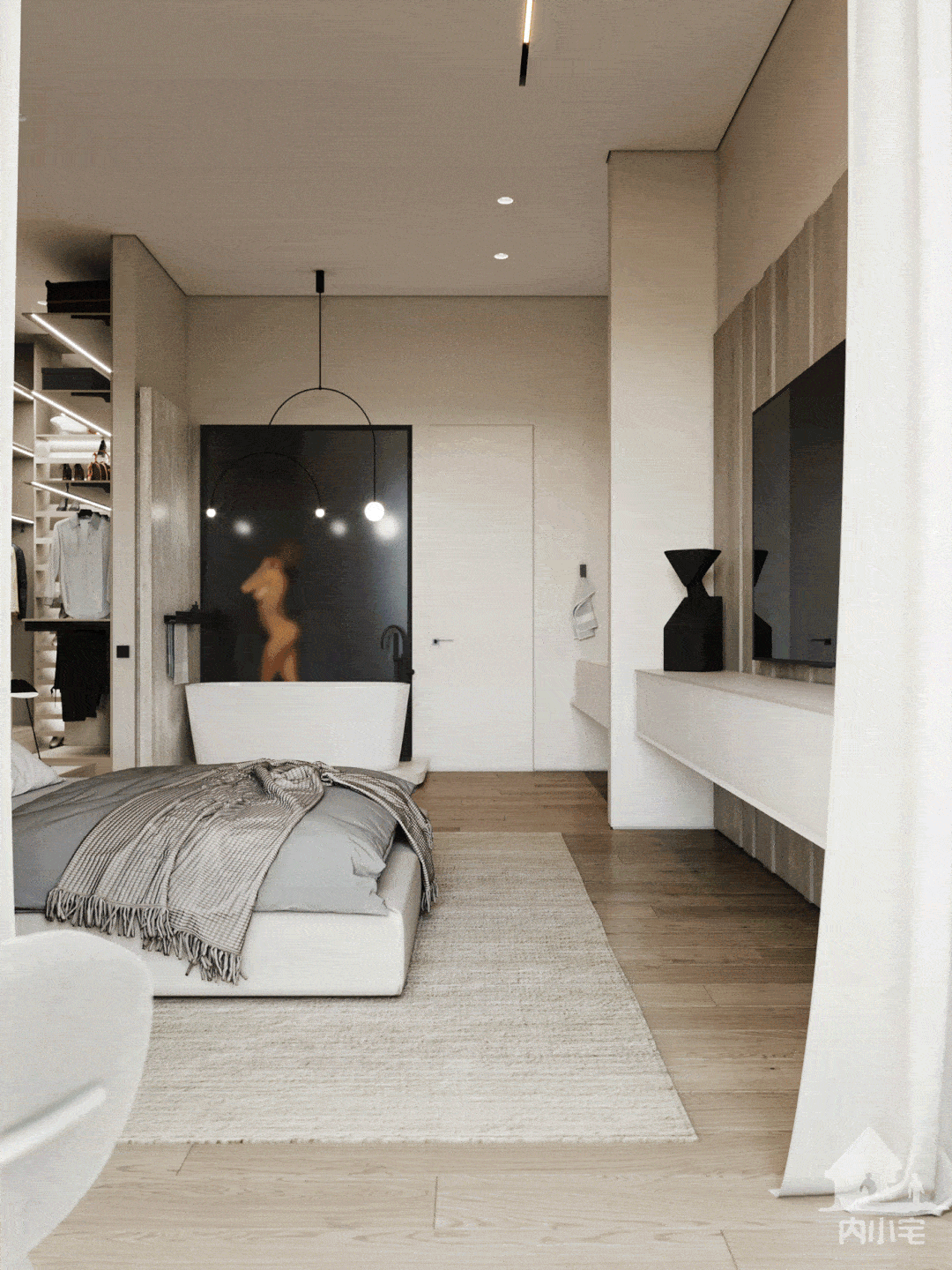 140㎡ 三居室,主卧这样布局 1㎡ 都不浪费