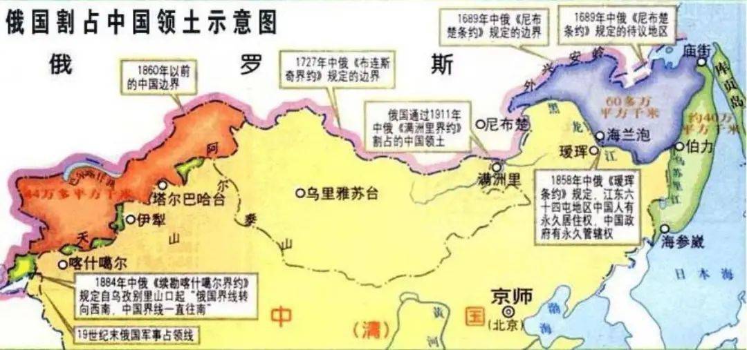 中国人要铭记在短短不到90年的时间里中国丢失了300多万土地